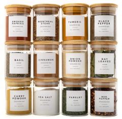 Kitchen Storage Glass Jars Set Spice Container with Bamboo Lid - Image 6