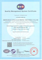 ISO9001-2015 certificate from Anwo Electronic Industrial Co., Ltd.