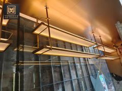 Storage Cabinets Hanging Wine Rack for Home Wine Racks with Mica Stone Shelves Metal Frame for Living Room - Image 3