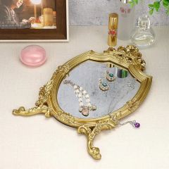 Antique Gold Resin Frame Decorative Wall Makeup Tabletop Mirrors - Image 5