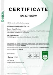 ISO 22716: 2007 certificate from LMZ INTERNATIONAL LTD.