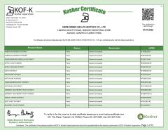 Kosher Certificate certificate from Herb Green Health Biotech Co., Ltd.