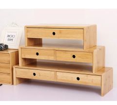 Double-Layer Bamboo Desktop Storage Shelf Computer Riser Monitor Stand - Image 6