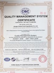 ISO9001 certificate from Jiangsu Kolod Food Ingredients Co., Ltd.