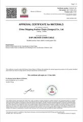 BV certificate from China Shipping Anchor Chain (Jiangsu) Co., Ltd.