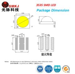 Ceramic SMD LED 3535 3V 1W 2W Power 3W Life 80000h Trademark GM IP Rating IP65 Beam Angle 120° Warranty 4 Years LED Chips - Image 5