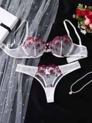2022 New Arrivals Ensemble Erotic Night Wear Lenceria Lace Hot Lingeries Femme Women Embroidery Lace Bra Sexy Lingerie Set - Image 2