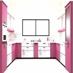 Pvc Membrane Modular Kitchen Open With Drawing Room Material Wooden Appearance Modern Kitchen Design U- - Image 5