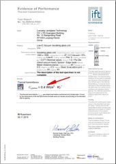 LandVac Vaccum Glass U-Value Test Report certificate from Luoyang LandGlass Technology Co., Ltd.