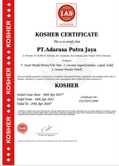 Kosher certificate from PT Adarasa Putra Jaya