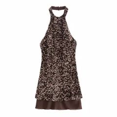 Sexy Sequin Chiffon Party Dress Women Halter Neck Backless Evening Gown Custom Fashion Women Dress Boutique Women Dresses Wholesale Clothing OEM ODM - Mingteng Clothing Factory Ltd.