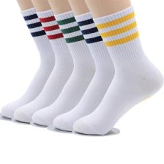 Cotton Stripe Athletic Sports Running Retro Cute Matching School Crew Socks - Yancheng Yunqian Apparel Co.,Ltd