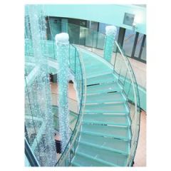 Glass Tread Spiral / Curved Staircase Round Spiral Stairs with Glass Railing - Image 3