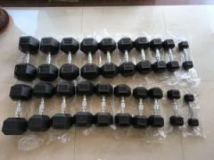 Sporting Goods 2 5 60kg 5 100lb Hex Rubber Dumbbells Set for Gym Fitness - Image 4