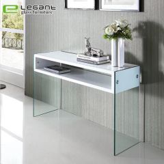 Bent Glass Console Table with Shelf Cbm 0.4 Model S053 Type Table Color Clear Origin China Condition New HS Code 940389 Model NO. - Image 2