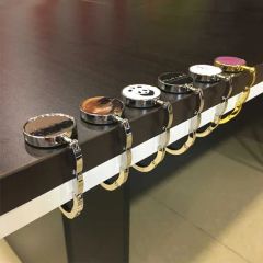 Round Shape Foldable Metal Bag Hanger Custom Design Purse Hook in Silver Gold Gun Metal Color Engraved Handbag Holder - Zhongshan Lixin Arts and Crafts Co., Ltd.