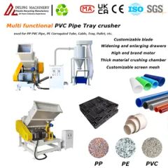 Powerful Horizontal Plastic Crusher for PVC PE Corrugated Pipes Tubes Trays Pallets Pet PVC PC EVA ABS Daily Materials Crushing Shredding Shredder Machine - Zhangjiagang Deling Machinery Co, Ltd