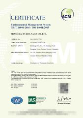 ISO 14001 certificate from Shanghai Yueda Nails Co., Ltd