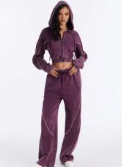 Versatile Womens Washed Lounge Pants for Home and Outings Fit Regular Fit Hood Type Hooded Pattern Acid Wash Origin Ningbo, - Image 1