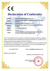CE certificate from Shandong Create Refrigeration Co., Ltd.