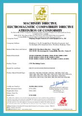 CE Certificate - CNC Machining Center certificate from Zhejiang Jiongtai Numerical Control Equipment Co., Ltd.