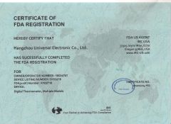 FDA certificate from Hangzhou Universal Electronic Co., Ltd.
