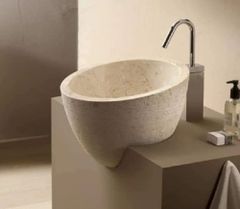 Marble Table Top Wash Basin Shape Round Material Marble Design Type Designer Country of Origin Made in India Wash Basin Type Table Top - Image 1