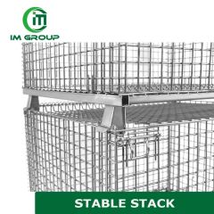 Industrial Storage Collapsible Stacking Rigid Mesh Wire Container Storage Cage - Image 2