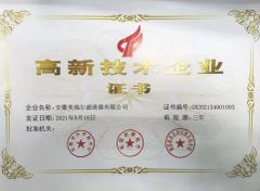 Certificate of High-tech Enterprise certificate from Anhui Meiruier Filter Co., Ltd.