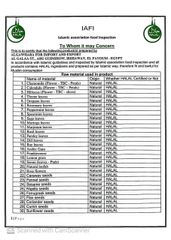 HALAL 1 certificate from ALGAWHARA HERBS & SPICES