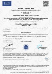 GOTS certificate from Shandong Angel Home Textile Co., Ltd.