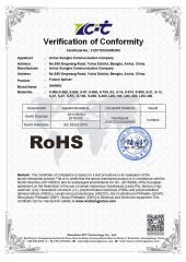ROHS FUSION SPLICER certificate from SHINHO OPTICS LIMITED