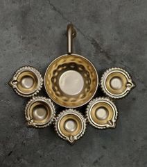 1 Metal Panch Aarti, Iron Handle Feature Comfortable Handle For Easy Carrying Durability Durable And Long-lasting Finish Antique Golden Polish - Image 2