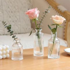 Vintage Mini Ribbed Vases Glass Vases Set - Image 6