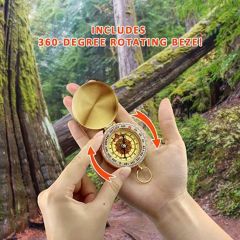 Survival Compass Metal Sighting Compass Mini Portable Copper Waterproof Luminous Navigation Multifunctional Retro Flip Compass - Image 2