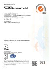 ISO14001 certificate from Finest Printed Circuit Board Ltd.