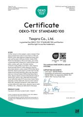 OEKO certificate from Texpro Co., Ltd.