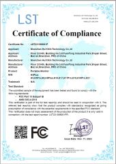 Certificate of Compliance certificate from Shenzhen Huiyixin Technology Co., Ltd