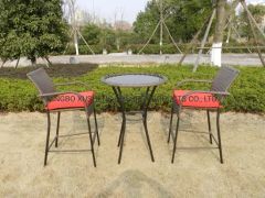 3 Piece Outdoor Modern Dining Room Wicker Rattan Furniture Set - Image 2