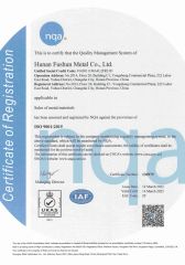 ISO NQA 9001 certificate from Hunan Fushun Metal Co., Ltd.