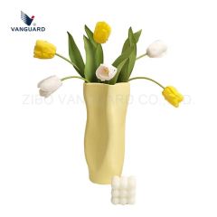 Textured Creative Table Vase Minimalist Geometric Ceramic Flower Vase for Decoration - Image 4