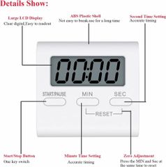 Square Timer, Small Digital Kitchen Timers, Timer for Cooking, Digital Stopwatch with Loud Alarm - Image 10