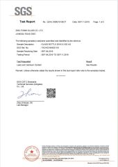 SGS heavy metal test report certificate from Zibo Fomin Glass Co., Ltd