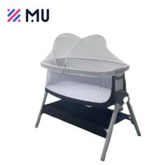 Luxury Foldable 5 Levels Height Adjustable Baby Bedside Bassinet Crib - Image 2