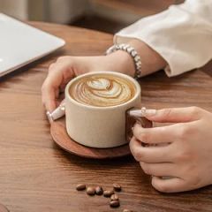 Vintage Rustic Ceramic Coffee Cup and Saucer Set Drinkware Pieces Sets Trademark NO Origin China Logo Customed Material Ceramic - Image 3