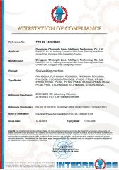 CE certificate from Dongguan Chuangde Laser Intelligent Technology Co., Ltd.