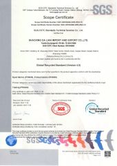 GRS certificate certificate from Shaoxing Dalian Imp. & Exp. Co., Ltd.