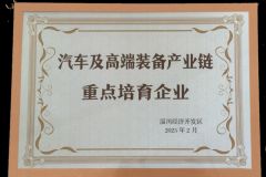 Key enterprises in the automotive and high-end equipment industry chain for focused development certificate from Jinboli Machine Tool Limited