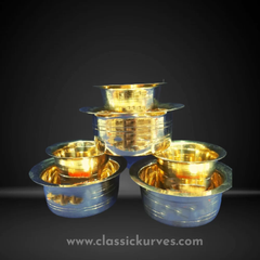 Golden Traditional brass dabara set, For Home Color Golden Material Brass Microwave Safe No Brand Classickurves Tumbler_height - Image 2