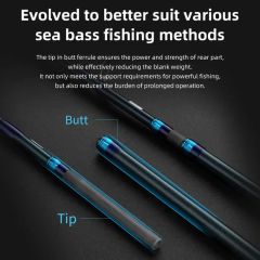 Sea Carbon Bass Rod 3-12m M Action 273G EVA Handle FUJI Guide 160.5Cm 2.0-5.0 PE - Image 3